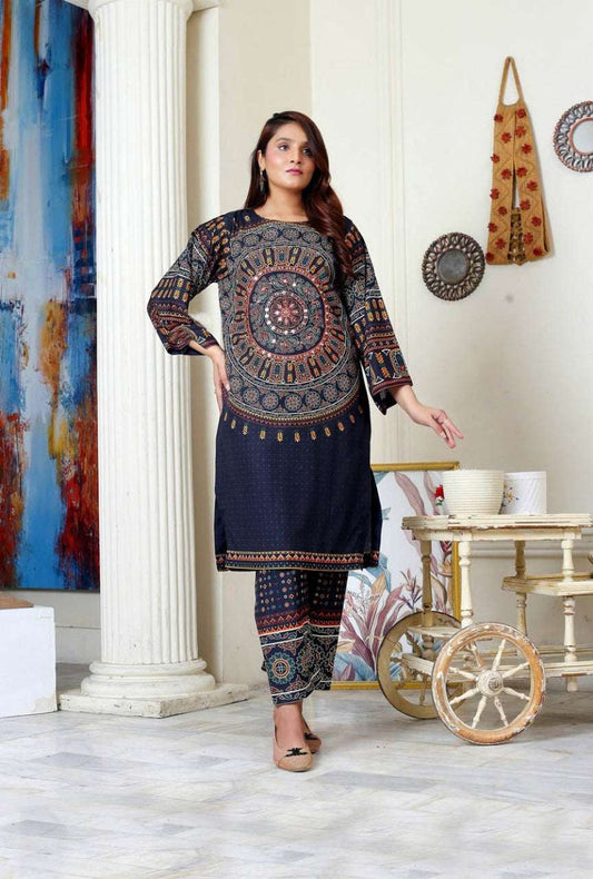 2-Piece Linen Suit – Matka Style with Mirror Work