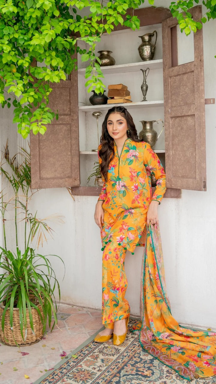 Premium Unstitched 3-Piece Lawn Suit