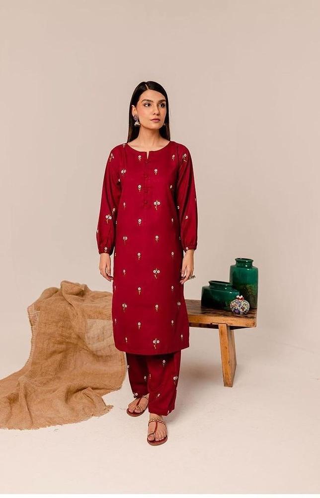 Elegant Premium Linen Embroidered Suit