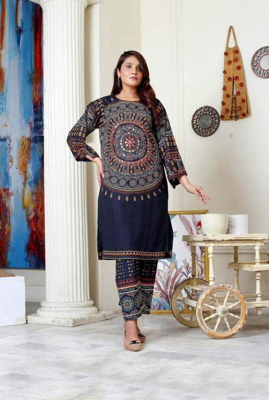 2-Piece Linen Suit – Matka Style with Mirror Work