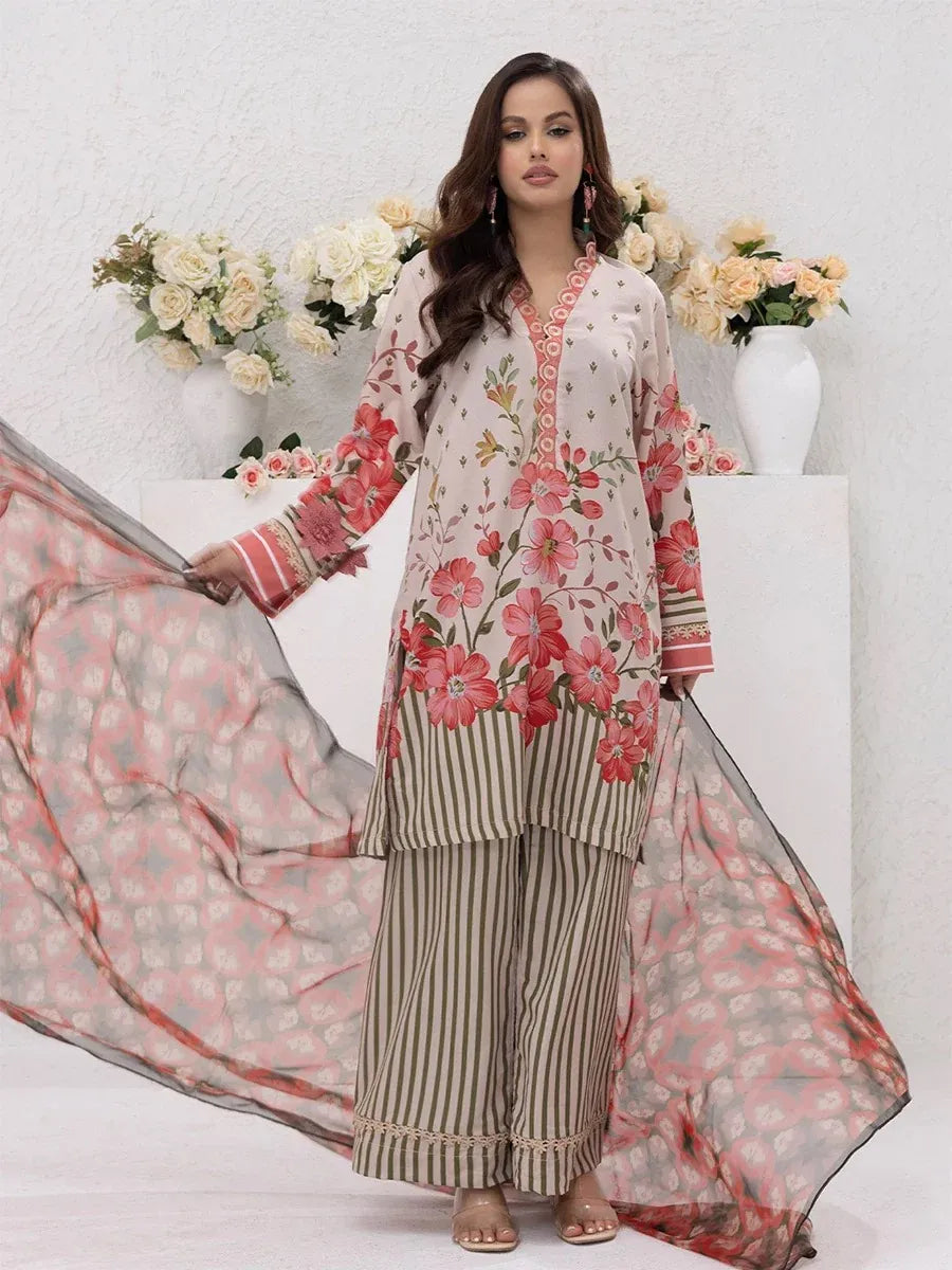 Premium Unstitched 3-Piece Lawn Suit