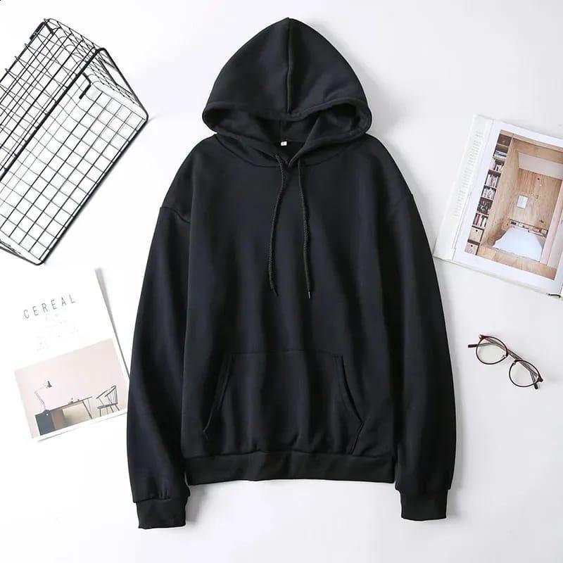 Sleek Black Premium Fleece Hoodie