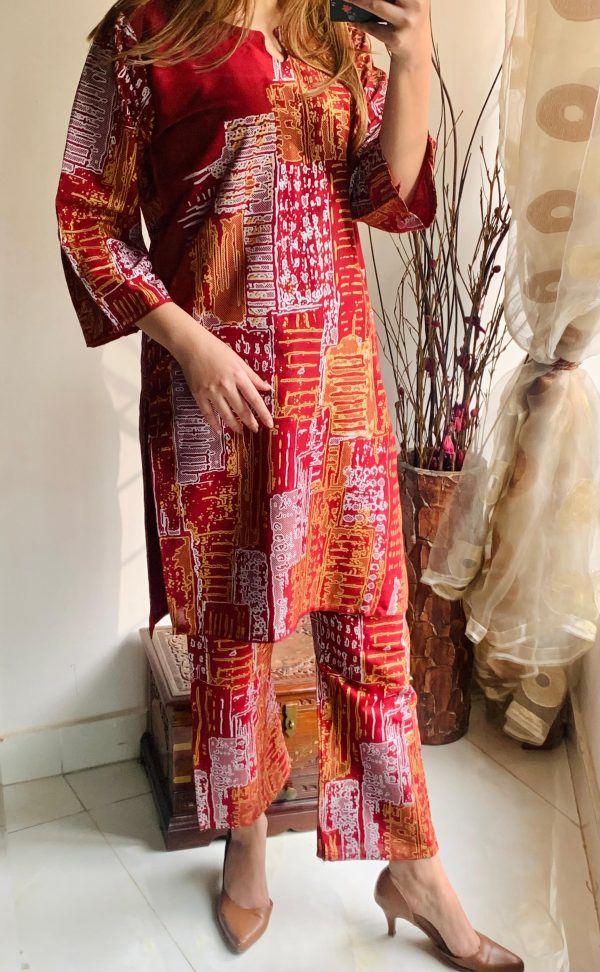 Mountain block print stitched 2pc Dress