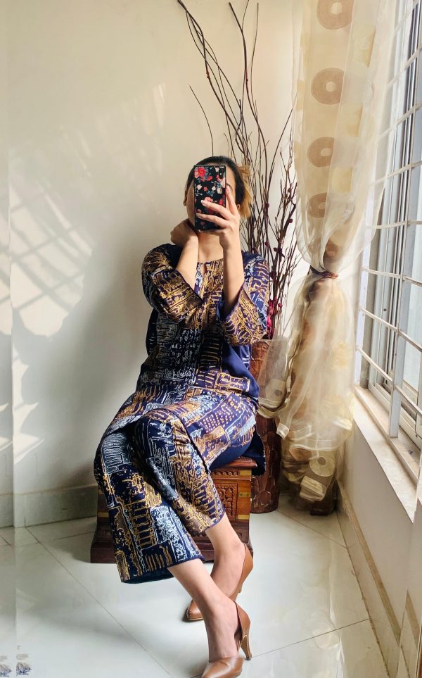 Mountain block print stitched 2pc Dress