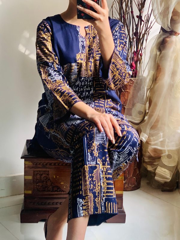 Mountain block print stitched 2pc Dress