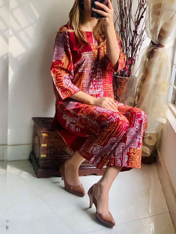 Mountain block print stitched 2pc Dress