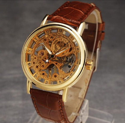 Skeleton Stylish Men’s Watch with Leather Strap – Bold & Elegant Design